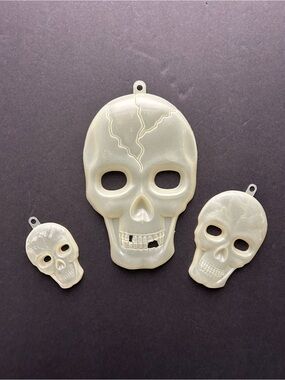 Vintage Halloween Glow in the Dark Skeleton Faces